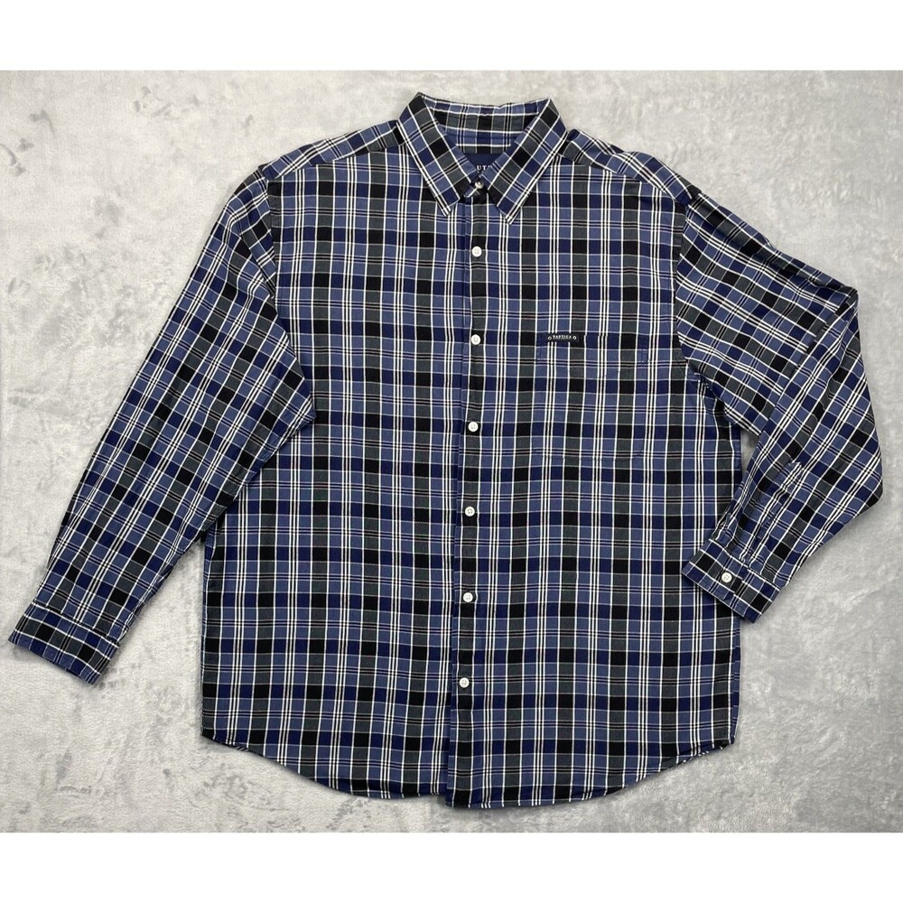 Nautica Jeans Co Men's Long Sleeve Button Up Size XL Blue Plaid